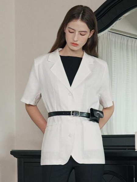 비지트인뉴욕 리넨 테일러드 칼라 재킷